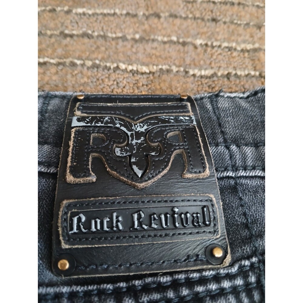 Rock Revival Lowry Black Y2K Rock / Grunge Studded Jeans Men's 36 X 30 Straight - Picture 7 of 9